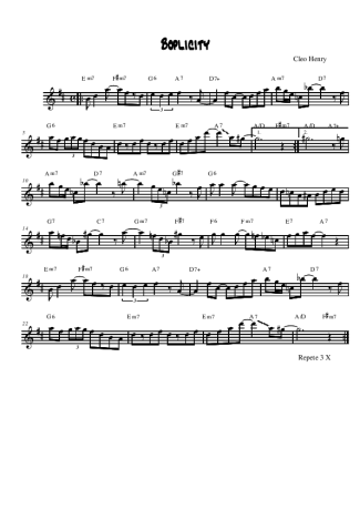 Cleo Henry Boplicity score for Alto Saxophone