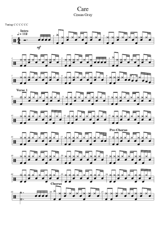 Conan Gray Care score for Drums