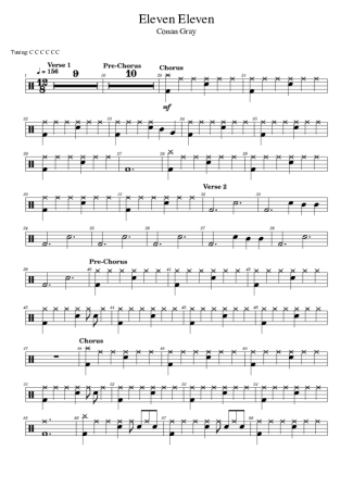 Conan Gray Eleven Eleven score for Drums
