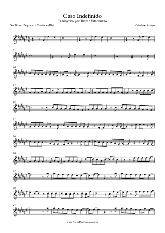 Cristiano Araújo  score for Clarinet (Bb)