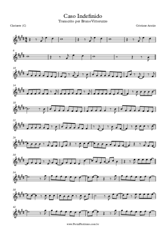 Cristiano Araújo Caso Indefinido score for Clarinet (C)