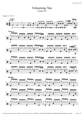 Crying City  score for Drums