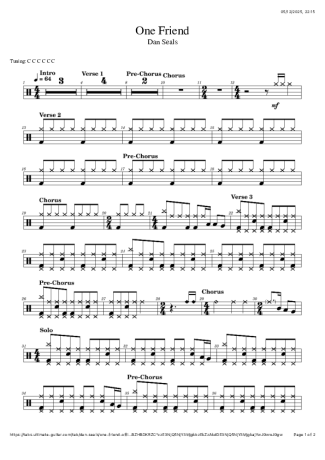 Dan Seals One Friend score for Drums