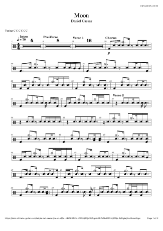 Daniel Caesar Moon (feat. Bon Iver) score for Drums