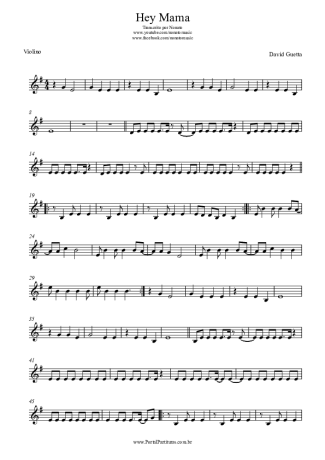 David Guetta Hey Mama score for Violin