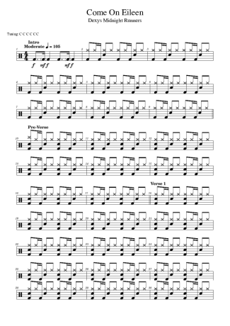 Dexys Midnight Runners  score for Drums