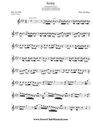 Ellie Goulding Army score for Alto Saxophone