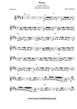 Ellie Goulding Army score for Keyboard