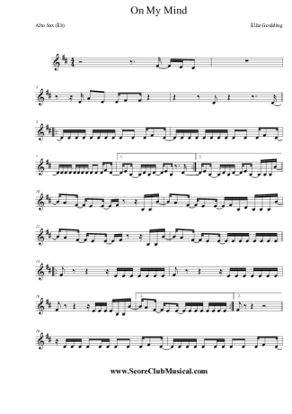 Ellie Goulding On My Mind score for Alto Saxophone