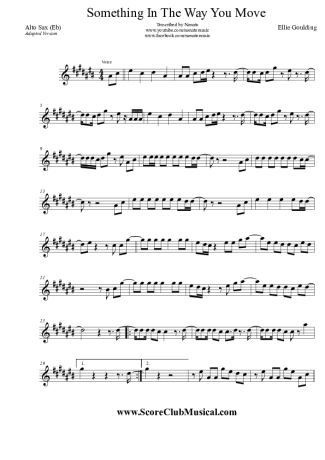 Ellie Goulding Something In The Way You Move score for Alto Saxophone