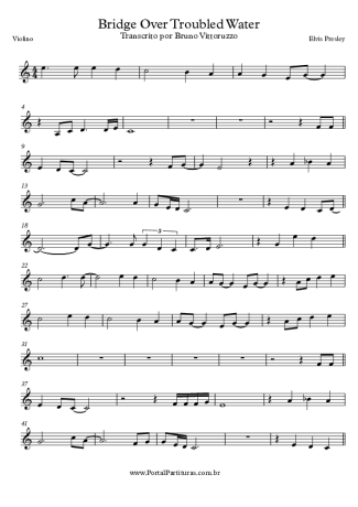 Elvis Presley Bridge Over Troubled Water score for Violin