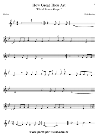 Elvis Presley How Great Thou Art score for Violin