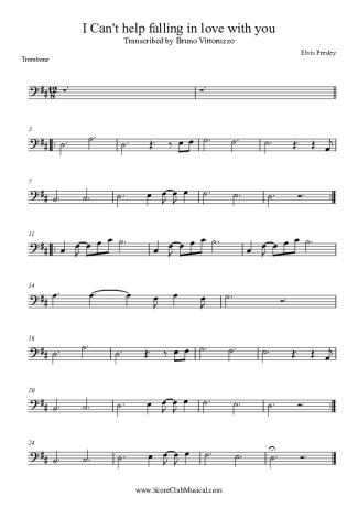 Elvis Presley I Can´t Help Falling in Love score for Trombone