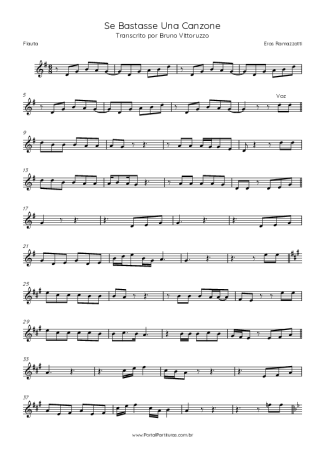 Eros Ramazzotti Se Bastasse Una Canzone score for Flute