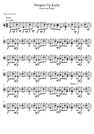 Foster The People Pumped Up Kicks score for Drums