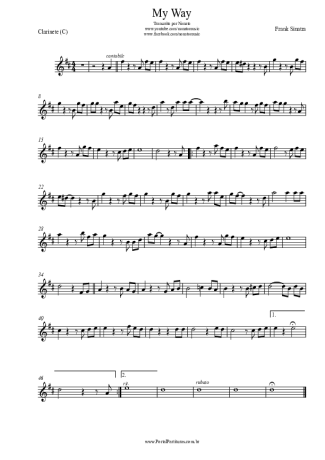 Frank Sinatra My Way score for Clarinet (C)