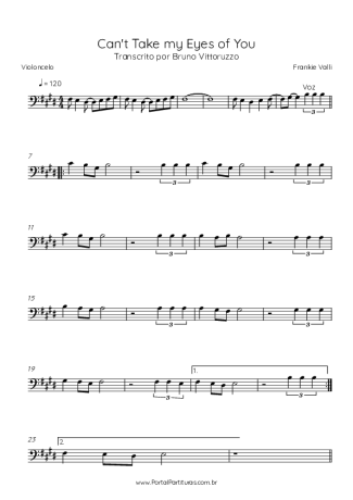Frankie Valli Can´t Take My Eyes Of You score for Cello