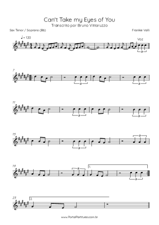 Frankie Valli  score for Tenor Saxophone Soprano (Bb)
