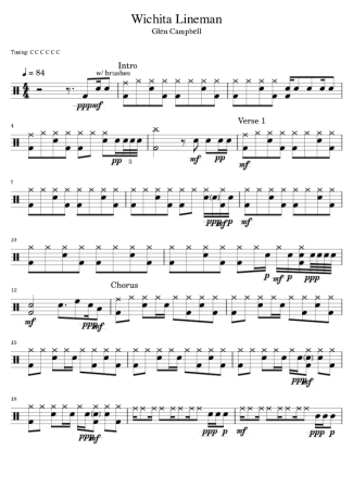 Glen Campbell Wichita Lineman score for Drums