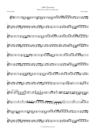 Gloria Gaynor  score for Clarinet (Bb)