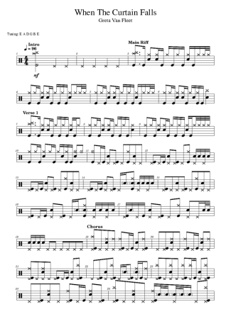 Greta Van Fleet When The Curtain Falls score for Drums