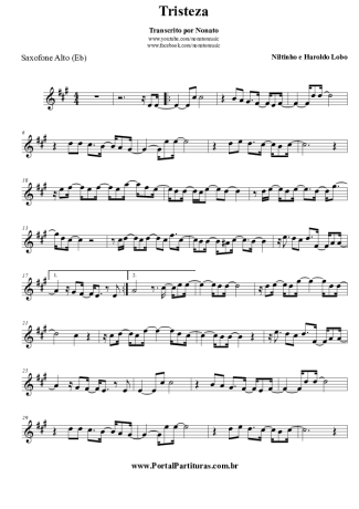 Haroldo Lobo Tristeza score for Alto Saxophone