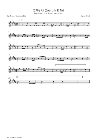 Harpa Cristã (279) Ali Quero Ir E Tu score for Tenor Saxophone Soprano (Bb)