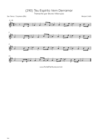 Harpa Cristã (290) Teu Espírito Vem Derramar score for Tenor Saxophone Soprano (Bb)