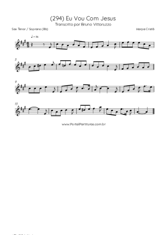 Harpa Cristã (294) Eu Vou Com Jesus score for Tenor Saxophone Soprano (Bb)