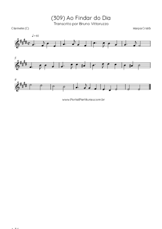 Harpa Cristã (309) Ao Findar Do Dia score for Clarinet (C)