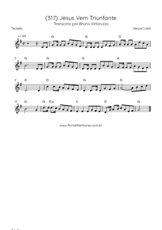 Harpa Cristã (317) Jesus Vem Triunfante score for Keyboard