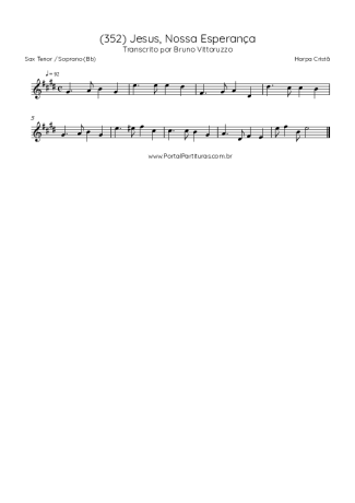 Harpa Cristã (352) Jesus Nossa Esperança score for Tenor Saxophone Soprano (Bb)