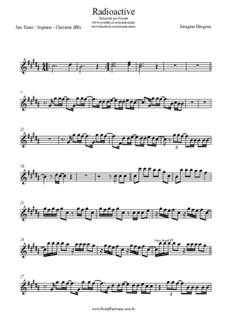 Imagine Dragons Radioactive - Teclado score for Tenor Saxophone Soprano (Bb)