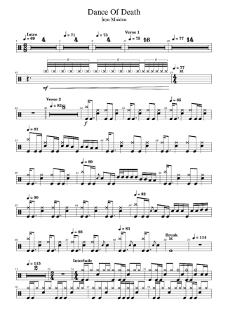 Iron Maiden Dance Of Death score for Drums