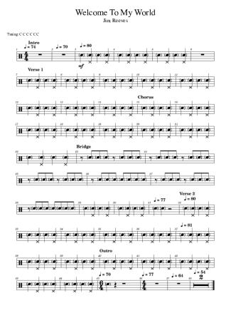 Jim Reeves Welcome To My World score for Drums