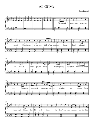 John Legend All Of Me score for Piano