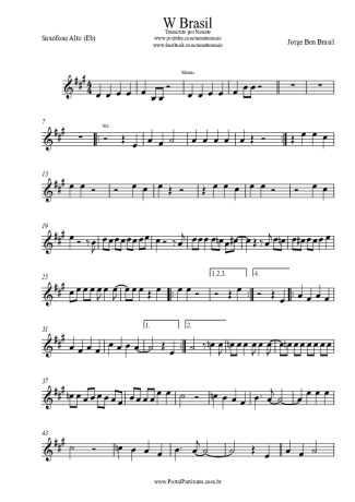 Jorge Ben Jor W Brasil score for Alto Saxophone