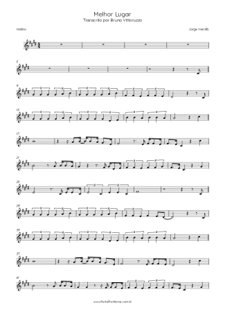 Jorge Vercillo Melhor Lugar score for Violin