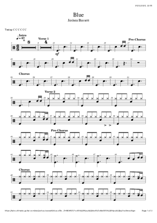 Joshua Bassett Blue score for Drums