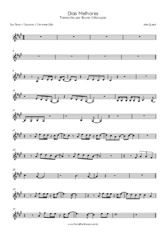 Jota Quest Dias Melhores score for Tenor Saxophone Soprano (Bb)