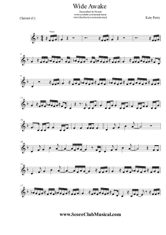 Katy Perry Wide Awake score for Clarinet (C)