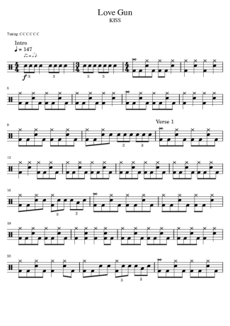 Kiss  score for Drums
