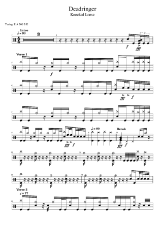 Knocked Loose Deadringer score for Drums