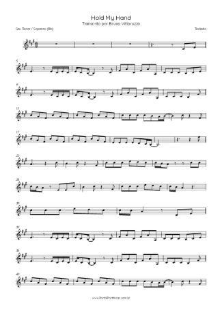 Lady Gaga Hold My Hand score for Tenor Saxophone Soprano (Bb)