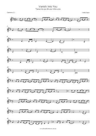 Lady Gaga Vanish Into You score for Clarinet (C)