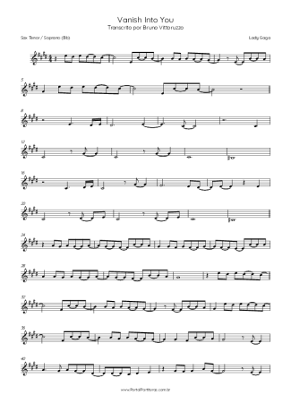 Lady Gaga Vanish Into You score for Tenor Saxophone Soprano (Bb)