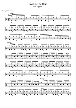 Led Zeppelin Fool In The Rain score for Drums