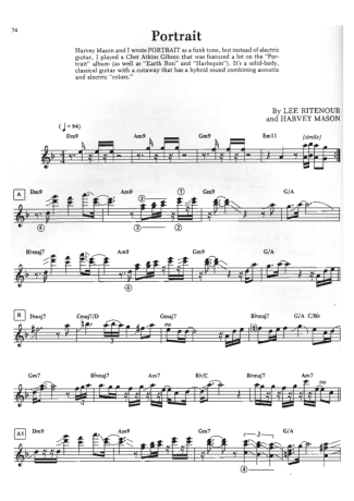 Lee Ritenour Portrait score for Guitar