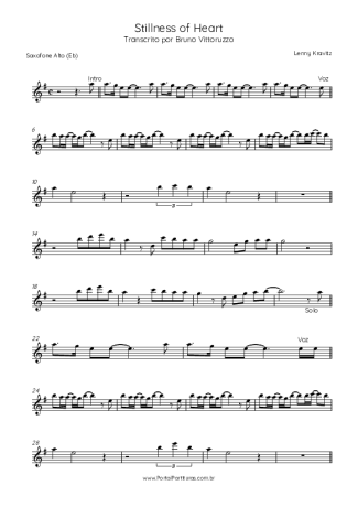 Lenny Kravitz Stillness Of Heart score for Alto Saxophone