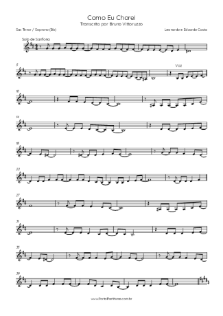 Leonardo Como Eu Chorei (Part. Eduardo Costa) score for Tenor Saxophone Soprano (Bb)